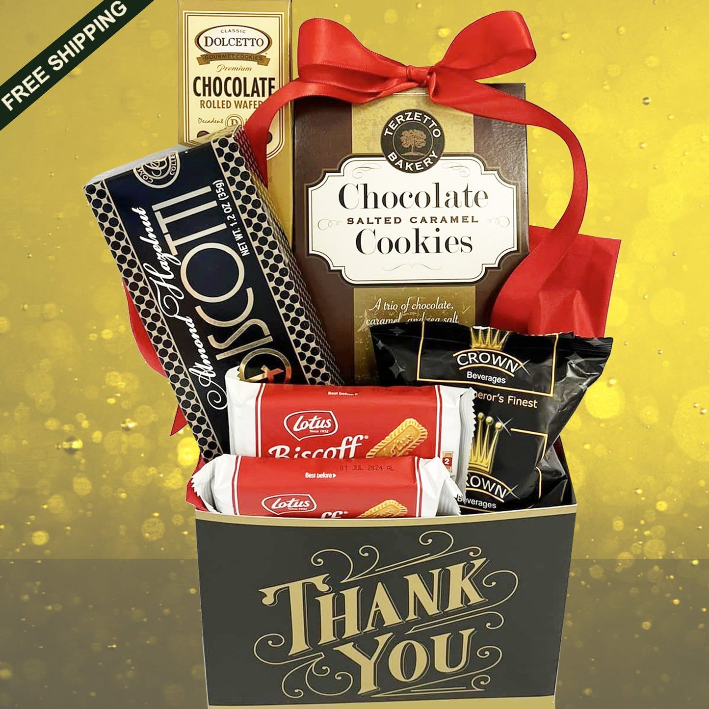 Classic Thank You Gift Box with Cookies and Coffee, for Men and Women