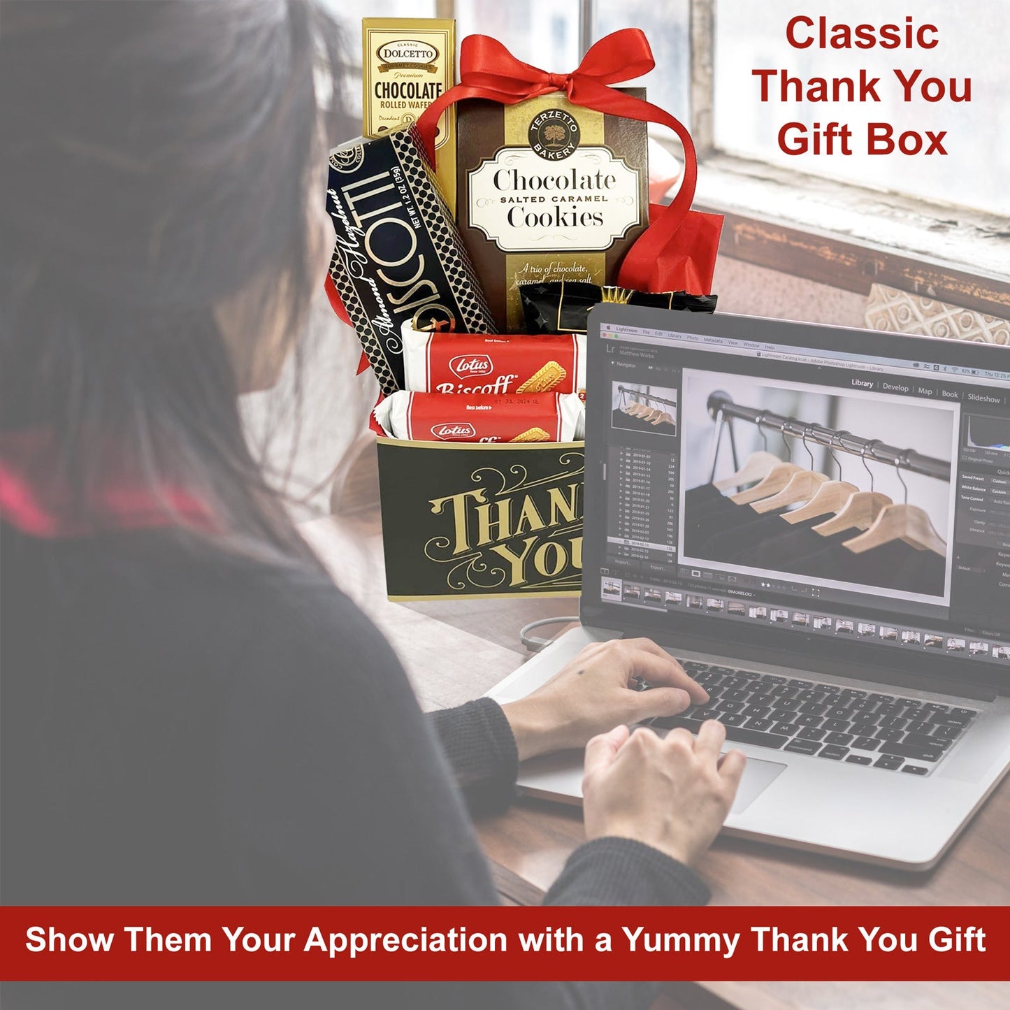 Classic Thank You Gift Box with Cookies and Coffee, for Men and Women